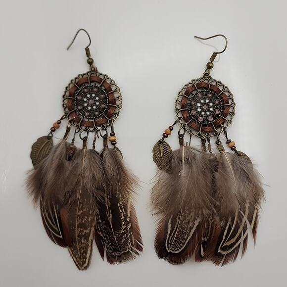 Tribal Feather Boho Earrings - Picture 3 of 4
